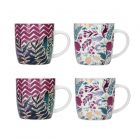 pink and green floral porcelain mugs