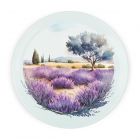 Lavender field printed textured round chopping board