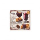 square glass trivet with a recipe for mulled wine