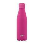 Bright magenta coloured stainless steel water bottle with glow in the dark feature