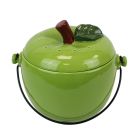 Ceramic food caddy bin shaped as a green apple.