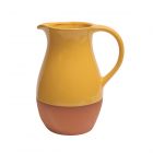 large terracotta drinks serving jug with an ochre yellow glaze