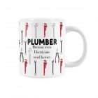 Extra large mug with plumber text and tools, perfect as a gift for plumbers