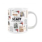 Extra large ceramic mug printed with scaffolding and comical text
