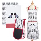 Kitchencraft Kitchen Apron, Tea Towels (2 Pack) & Double Oven Glove Set - Westie