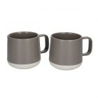 set of 2 grey and white ceramic coffee mugs