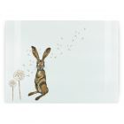 tempered textured glass chopping board with hare print