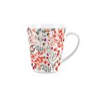 small white ceramic latte mug with an autumnal acorn print