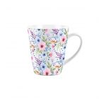 Multi-coloured floral latte mug with 300ml capacity
