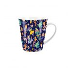 small ceramic latte mug with a navy blue nutcracker design