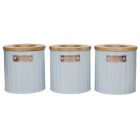 KitchenCraft 3 Piece Storage Canister Set - Light Blue