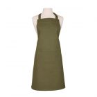 Plain green apron with large pocket on the front
