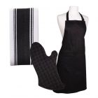 Dexam Love Colour Apron, Tea Towel & Gauntlet Set - True Black