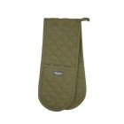 Plain green double oven glove with quilted stitching. 