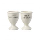 his lordship and her ladyship set of two cream ceramic egg cups