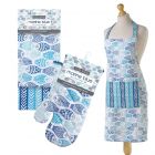 Eddingtons Marine Blue - Cotton Apron, Tea Towels & Single Glove Set