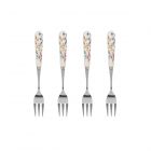 wildflower patterned cake forks in a set of four
