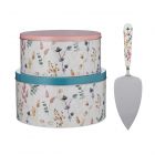floral patterned cake tin set with matching cake server