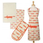 Scion Mr Fox Stone - Apron, Tea Towels & Double Glove Set
