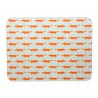 cream tempered glass worktop protector with small orange fox pattern