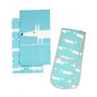 Scion Mr Fox Teal - Tea Towels & Double Glove Set