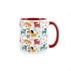 Purely Home Ceramic Colourful Dog Mug - Red