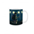 Ceramic mug with guitar player playing under spotlights on stage