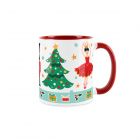 Nutcracker, Ballerina and Christmas tree printed mug with red interior
