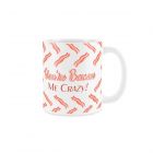 bacon themed novelty ceramic white mug for valentines or anniversary gifts