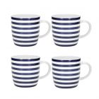 four pack of nautical stripe themed drinking mugs