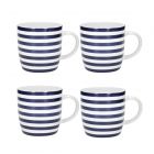 four pack of nautical stripe themed drinking mugs