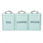 Living Nostalgia Tea, Coffee & Sugar Canisters Set - Vintage Blue