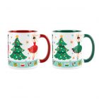 Christmas mug set with nutcracker, ballerina and christmas trees print