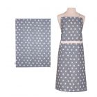 starry print organic cotton tea towel and apron with adjustable ties