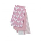 Eddingtons The Pantry Hen & Cockerel Pink Tea Towels - Set Of 3