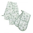 Peter Rabbit Classic Double Oven Glove & Tea Towels Set - Green