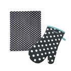 Dexam Polka Tea Towel & Oven Gauntlet Set - Slate Grey