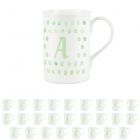 green polka dot design bone china letter mug