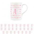pink dotty china mug with letter a design