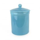 teal blue ceramic compost caddy for food waste and kitchen composting