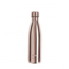 Stainless steel water bottle in metallic rose gold