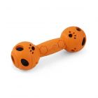 orange rubber dumbbell shaped dog chew toy