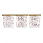 vintage rustic inspired tea, coffee and sugar enamel storage canisters for the kitchen