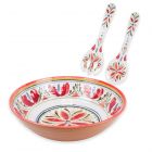 Mediterranean Melamine Salad Bowl & Salad Servers Set