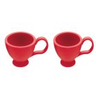 set of two red silicone egg cups