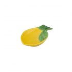 Lemon shaped spoon rest with rind texture and leaf design