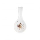 Spoon rest with long handle and hens design