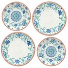 Turquoise Floral Melamine Dinner & Side Plate Set