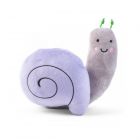 plush snail shaped dog toy in purple and grey