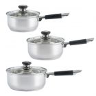 3 piece stainless steel saucepan and lid set